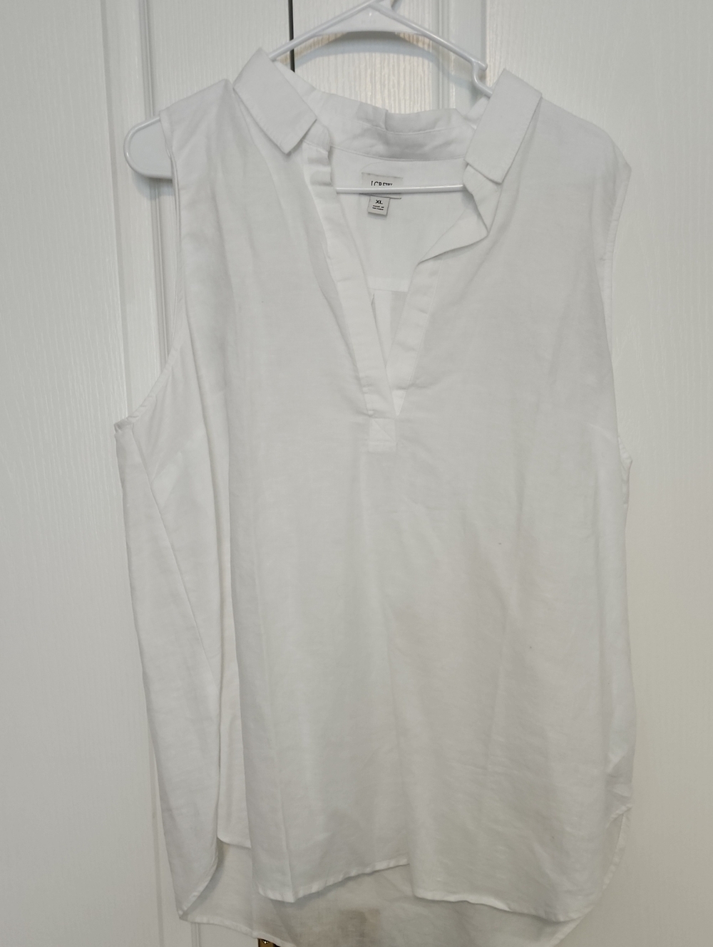J. Crew Sleeveless White Linen V-Neck Sleeveless Tunic
